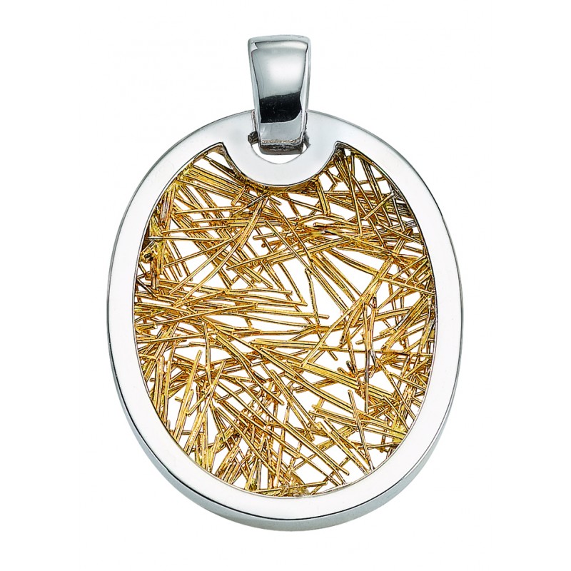 Pendentifs or Pendentif Soie d'Or ovale bicolore