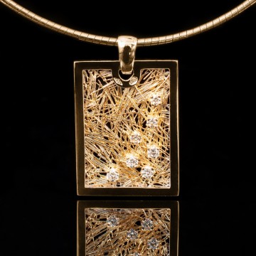 Pendentifs diamant Pendentif Effervescence Soie d'or rectangle bicolore