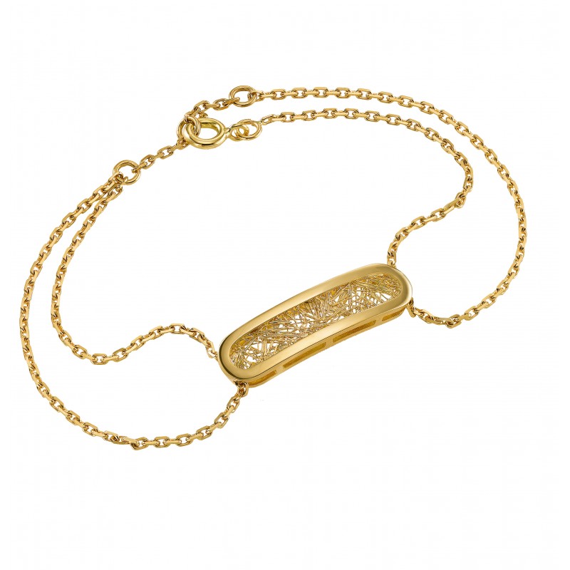 Bracelets femme Bracelet Soie d'or ovale bicolore