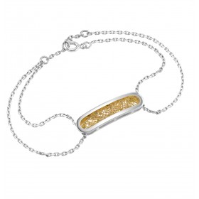 Bracelets femme Bracelet Soie d'or ovale bicolore