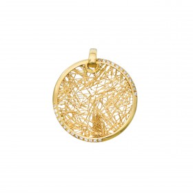 Pendentifs diamant Pendentif Soie d'or rond bicolore empierré