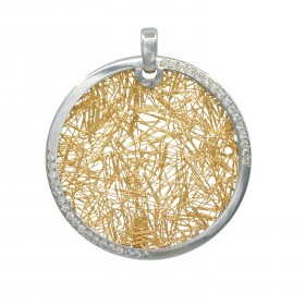 Pendentifs diamant Pendentif Soie d'or rond empierré