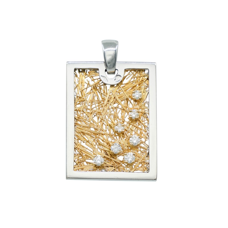 Pendentifs diamant Pendentif Effervescence Soie d'or rectangle bicolore