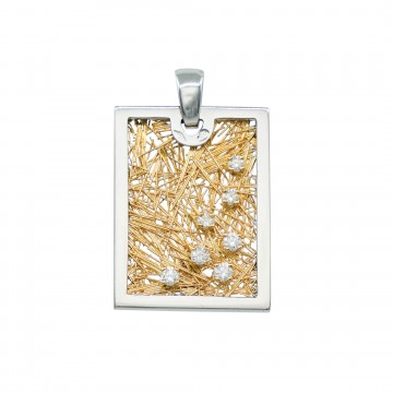 Pendentifs diamant Pendentif Effervescence Soie d'or rectangle bicolore