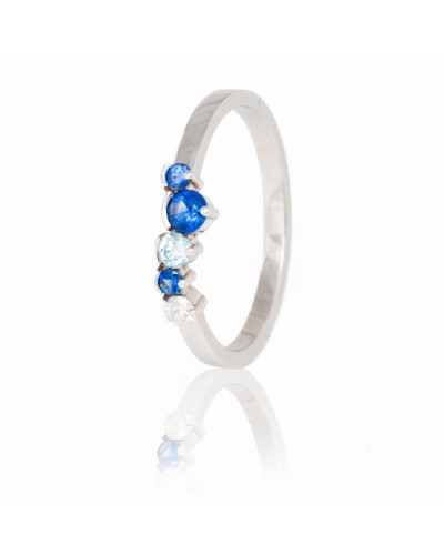 Alliances diamants Poppys Bleue serti griffes