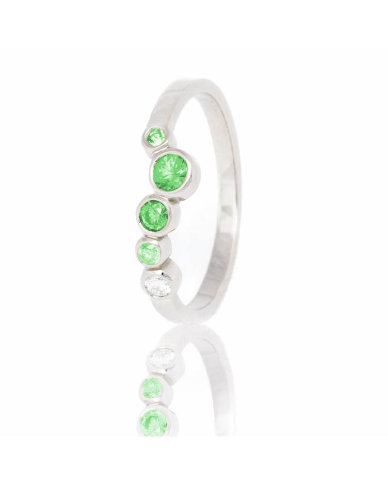 Alliances diamants Poppys Verte serti clos