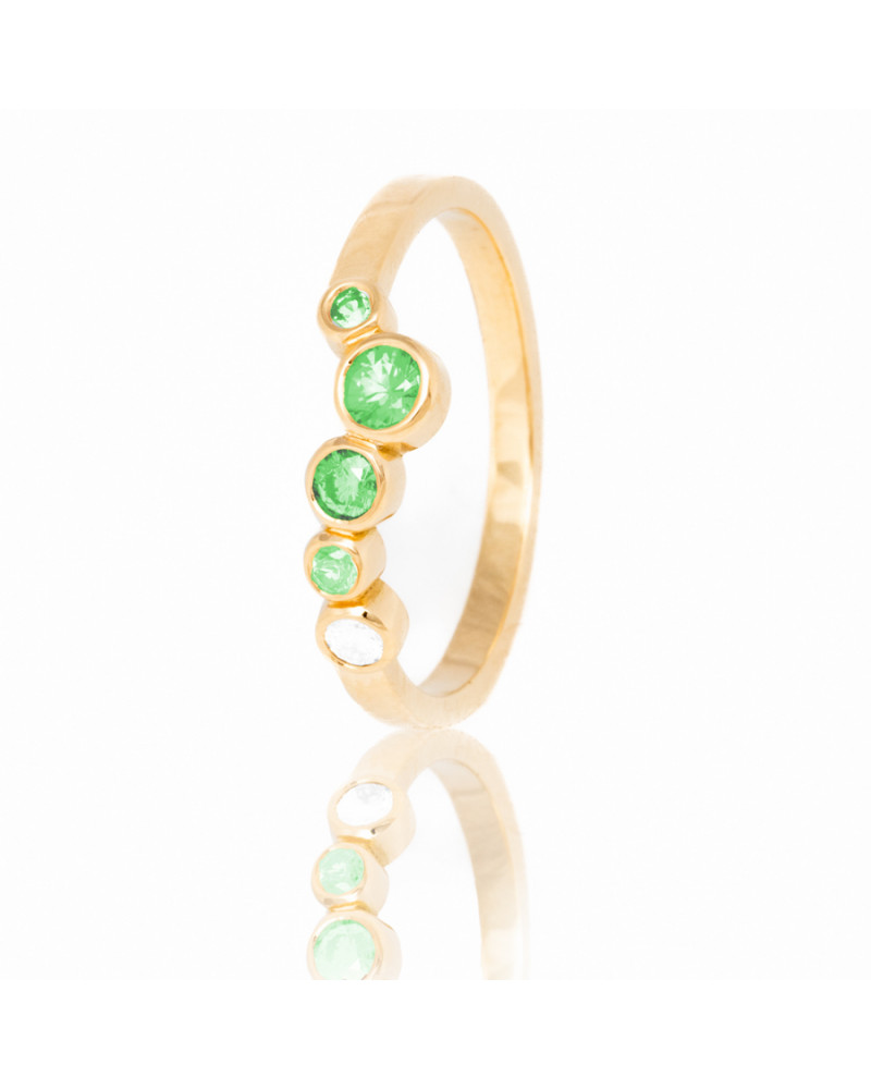 Alliances diamants Poppys Verte serti clos