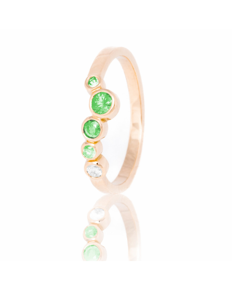 Alliances diamants Poppys Verte serti clos