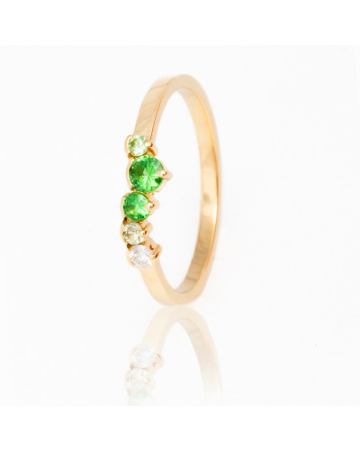 Alliances diamants Poppys Verte serti demi-clos