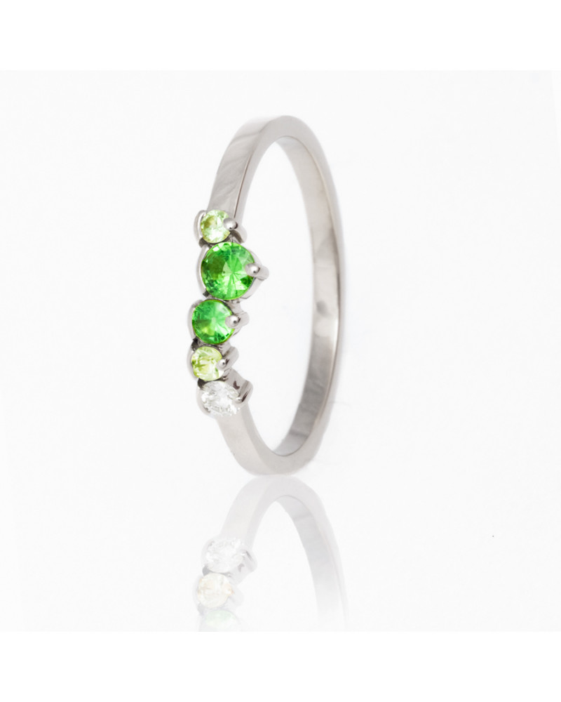 Alliances diamants Poppys Verte serti demi-clos