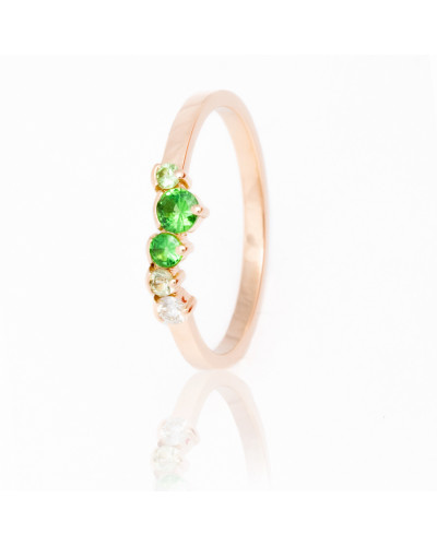 Alliances diamants Poppys Verte serti demi-clos