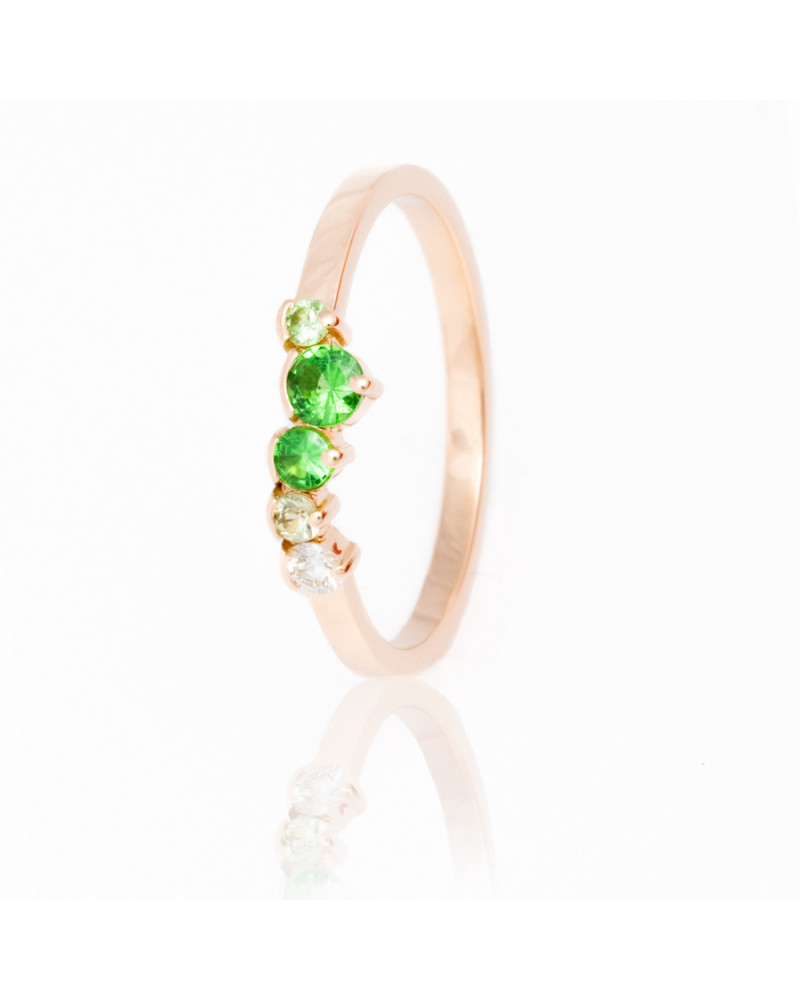 Alliances diamants Poppys Verte serti demi-clos