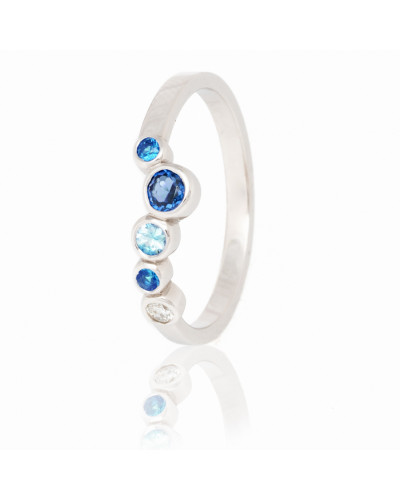 Alliances diamants Poppys Bleue serti clos