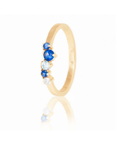 Alliances diamants Poppys Bleue serti demi-clos