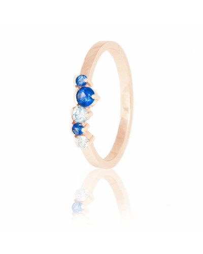 Alliances diamants Poppys Bleue serti demi-clos