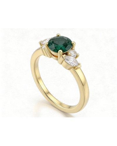 Alliances diamants Solitaire Poppys Saphir Vert