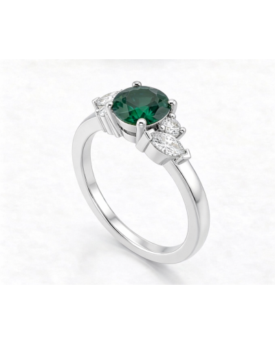 Alliances diamants Solitaire Poppys Saphir Vert