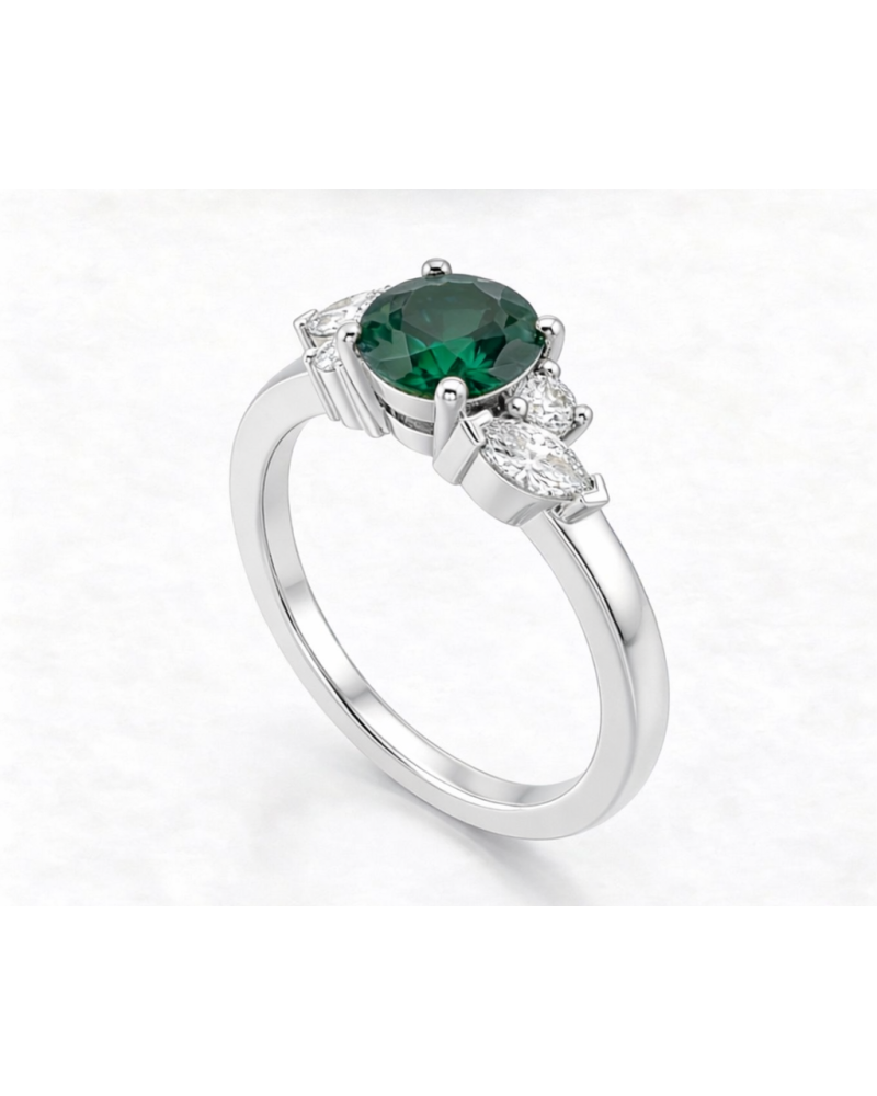 Alliances diamants Solitaire Poppys Saphir Vert
