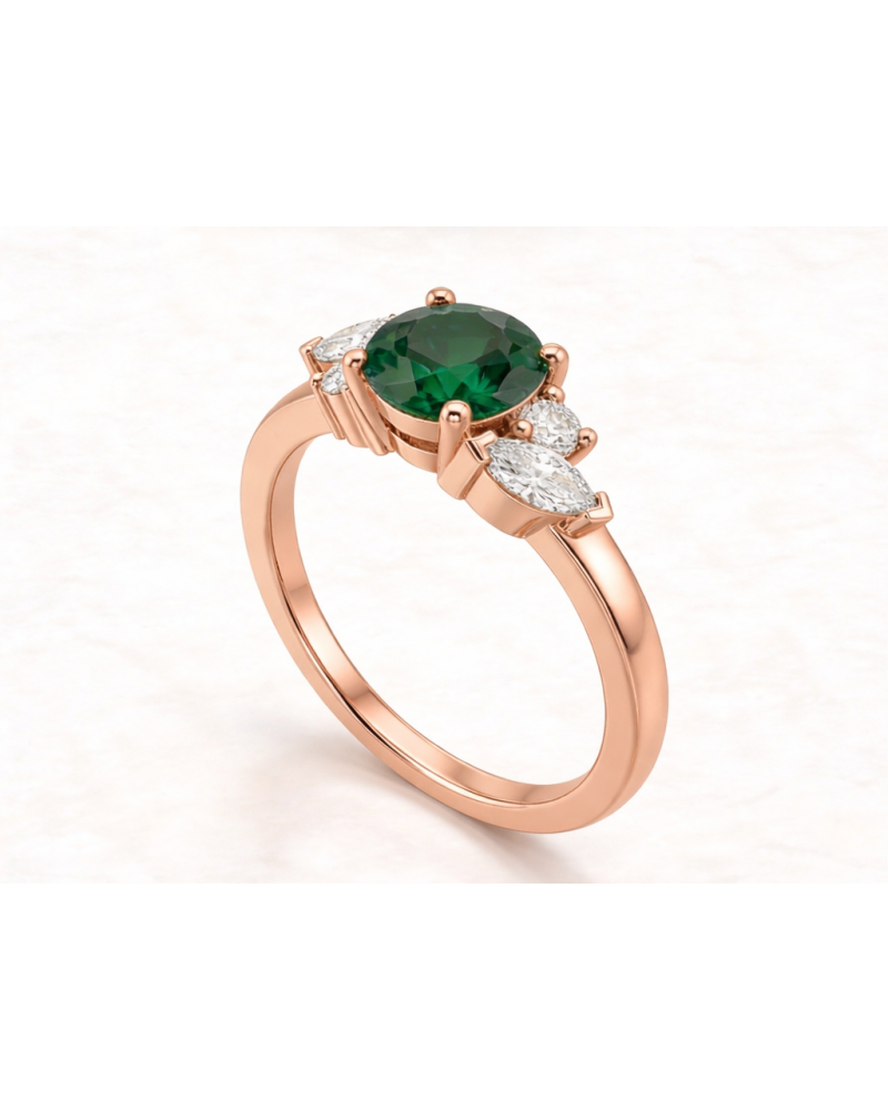 Alliances diamants Solitaire Poppys Saphir Vert
