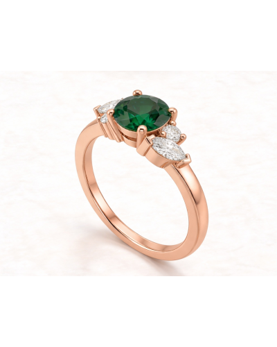Alliances diamants Solitaire Poppys Saphir Vert