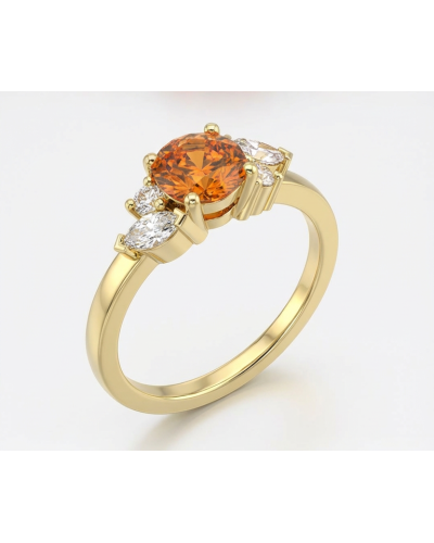Alliances diamants Solitaire Poppys Saphir Orange