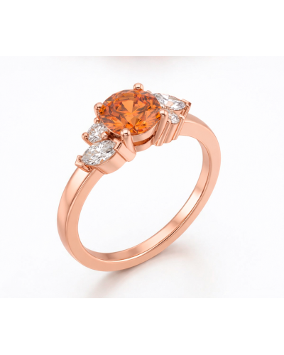 Alliances diamants Solitaire Poppys Saphir Orange