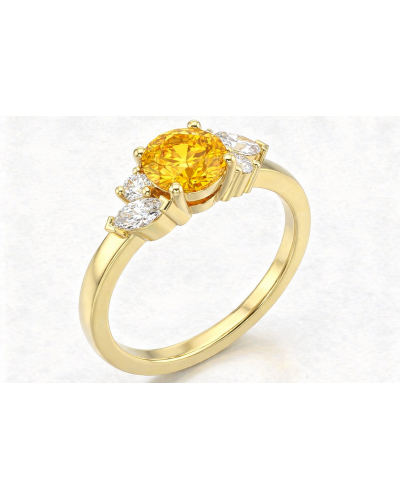 Alliances diamants Solitaire Poppys Saphir Jaune