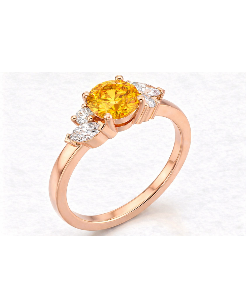 Alliances diamants Solitaire Poppys Saphir Jaune