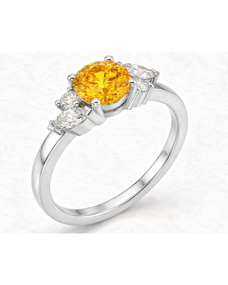 Alliances diamants Solitaire Poppys Saphir Jaune