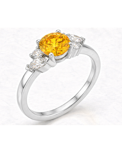 Alliances diamants Solitaire Poppys Saphir Jaune