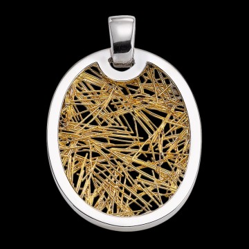Pendentifs or Pendentif Soie d'Or ovale bicolore
