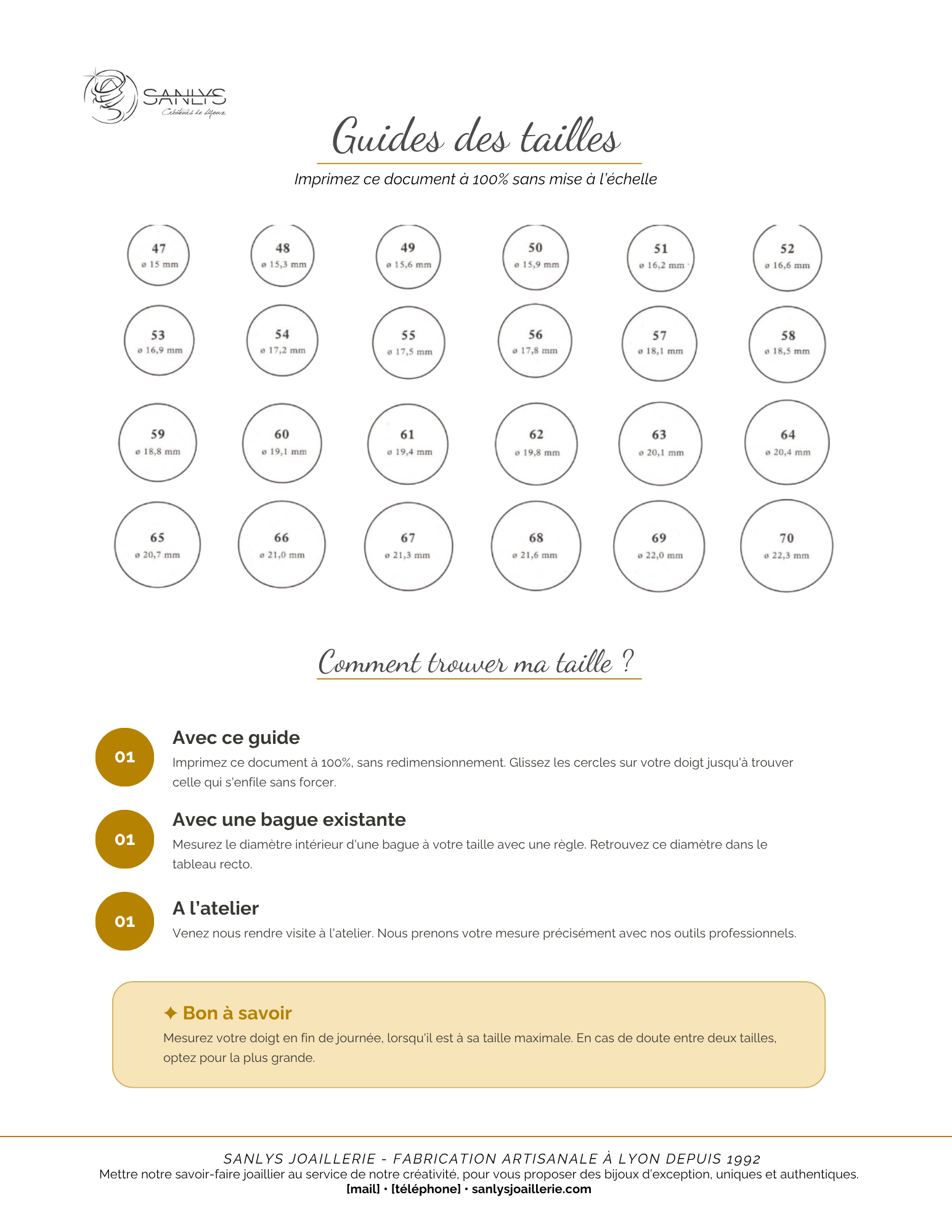 guide taille